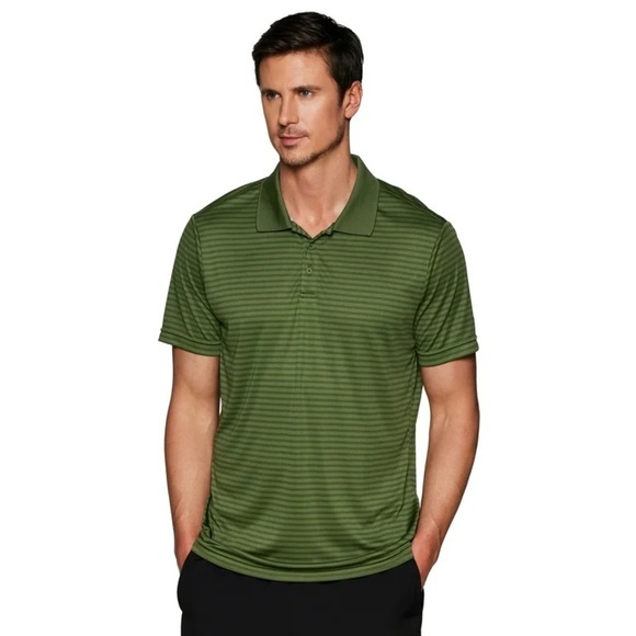 RBX GOLD Green Striped Men's Polo Shirt - Picture 1 of 1